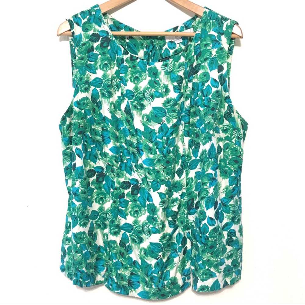 Boden Silk Floral Button Back Sleeveless Top Plus
